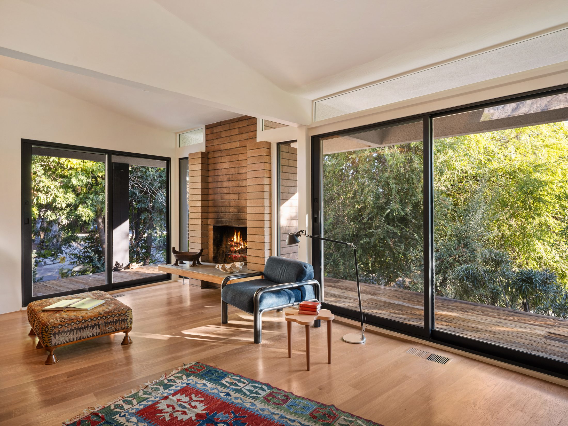 David Green House, living room with fireplace