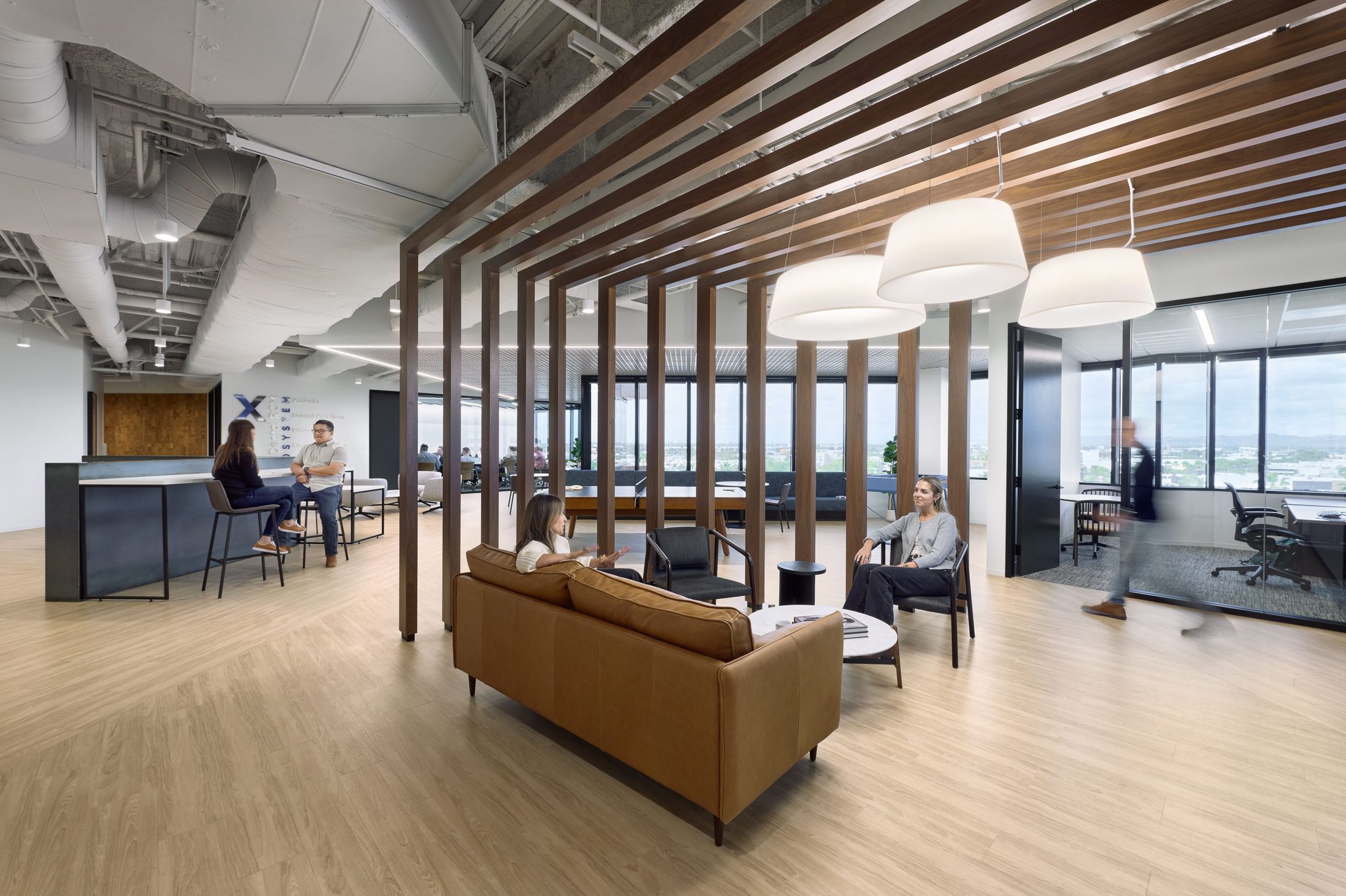 DentalXchange, lounge through wood fins