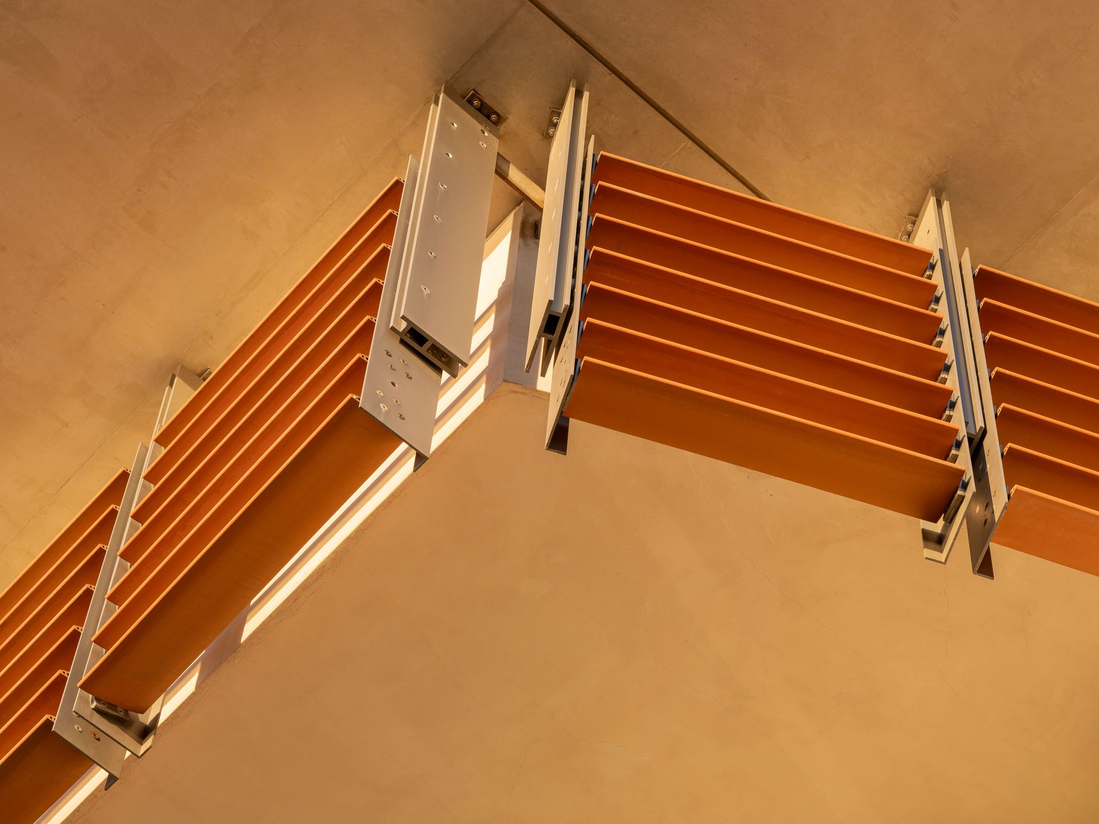 NOAA Southwest Fisheries Science Center, louver brackets in warm light
