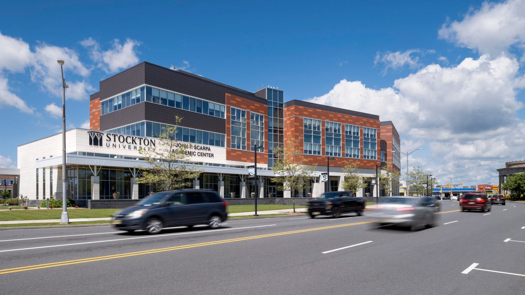 Stockton University John F. Scarpa Academic Building, Sosh Architects, Atlantic City, NJ, architectural exterior